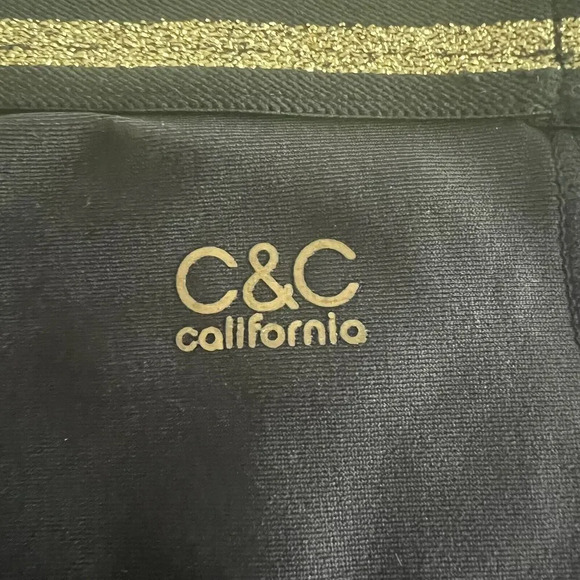 C&C California Black fitness Workout wear Legging pant gold Waistband glitter Sm - Picture 5 of 9